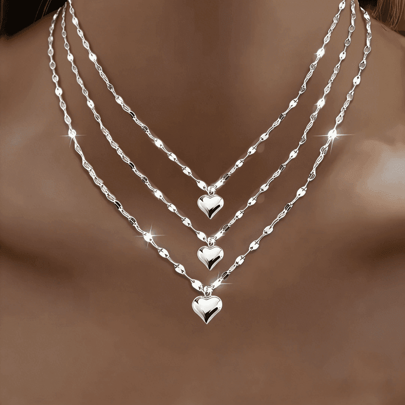 TEMU 3pcs Elegant Hypoallergenic High Quality Stainless Steel - Lip Necklace Set, Party Additions, Gift, Perfect Gift For Valentine's Day And , Jewelry Additions For All