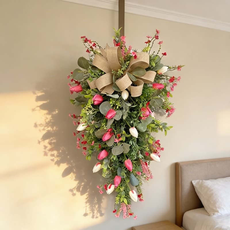 TEMU Tulip Door Hangings, Distressed Grungy Style Decorations, Outdoor Garden Wall Hangings, Creative Simulated Floral Arrangements, Cross-border Flowers For Exquisite And Decoration, A Warm And