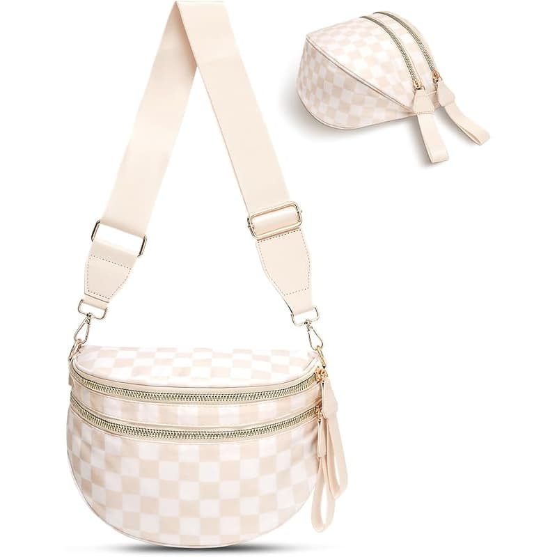 TEMU 2799 Checkered Crossbody Bag, Women's Nylon Waist Pouch, Spacious Crossbody Tote With Shoulder Strap, In 18 Colors