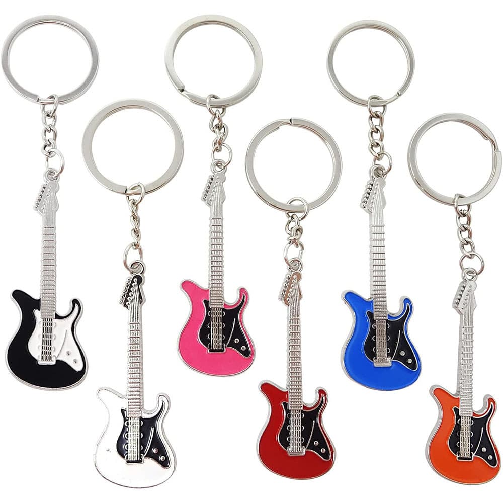 TEMU 6pcs Mixed Alloy Guitar Keychain | Cute And Electric Guitar Keyring - Instrument Key Holder For Music Lovers, Cool And Style
