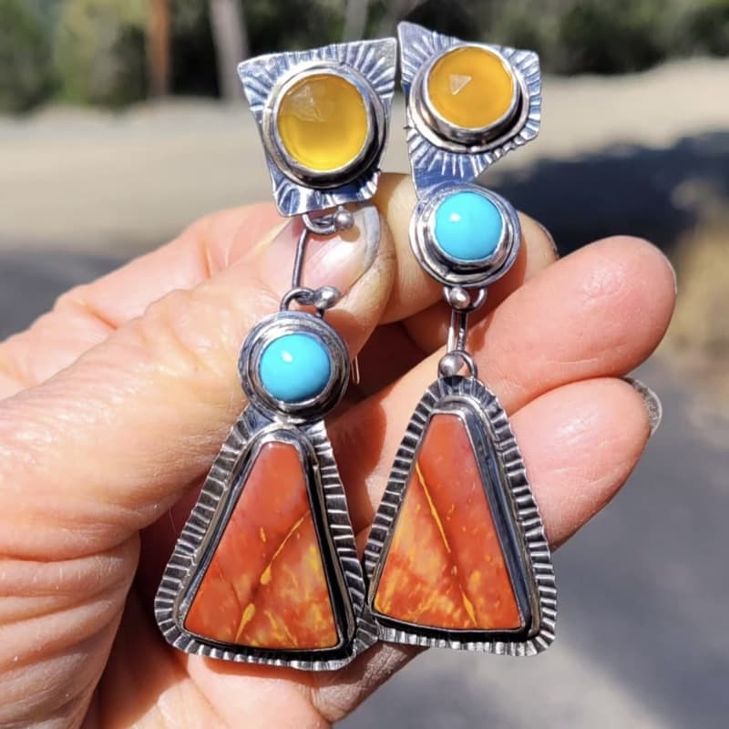 TEMU 1 Pair Elegant And Fashionable Triangular Pendant Earrings For Halloween, Christmas, And Thanksgiving Gifts
