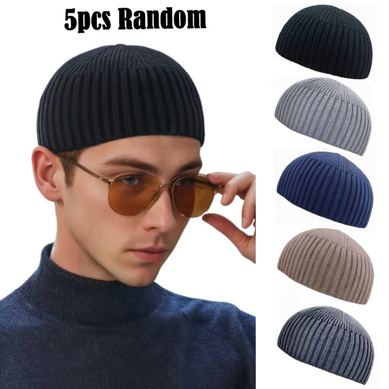 TEMU 5 Short Hats With Random Colors- Large Elastic Hat, And Short Melon Skin For Men And Women, Suitable For Outdoor Hiking And Daily Use.