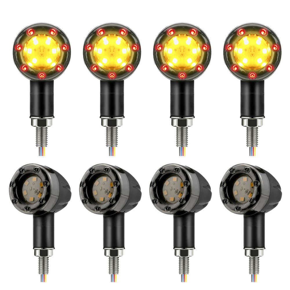 TEMU 8pcs Motorcycle Led Lights With 4 Red And Amber 12v Universal For Car Motorcycle Truck Suv - , Without Battery