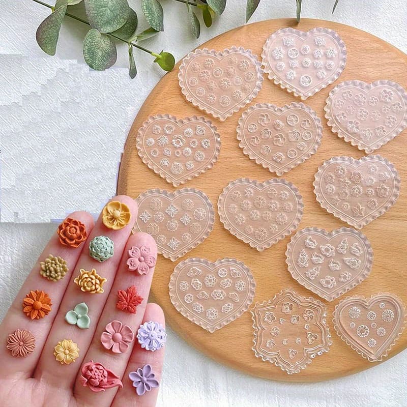 TEMU 12pcs Polymer Clay Molds Mini Floral Clay Molds For Jewelry Making, Earring Decor