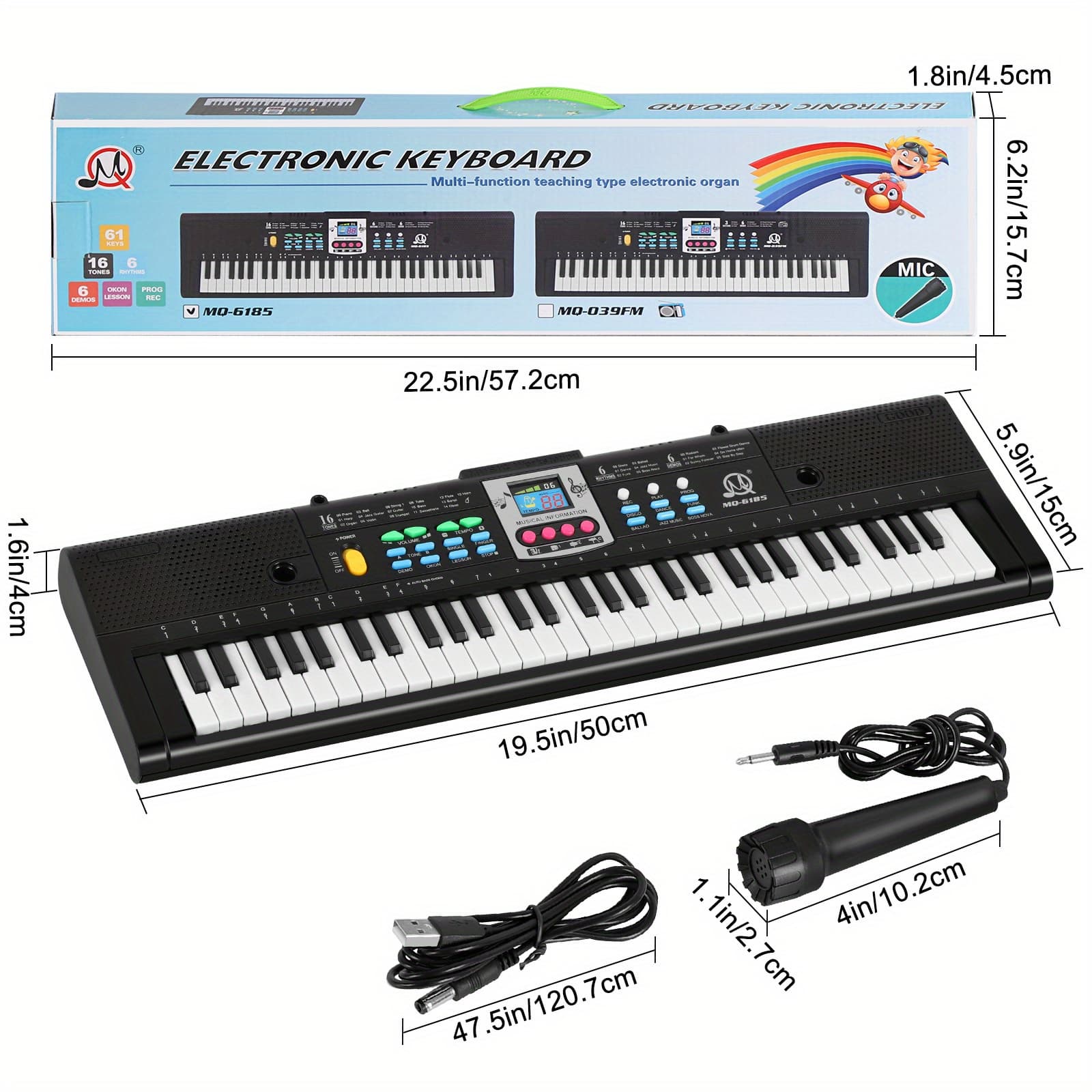 TEMU Small 61-key Piano Keyboard (with Microphone), Small Size Usb-rechargeable Electronic Organ, Electronic Piano Instrument, Built-in Speakers And Demo Songs, Suitable For Beginners And Music Lovers