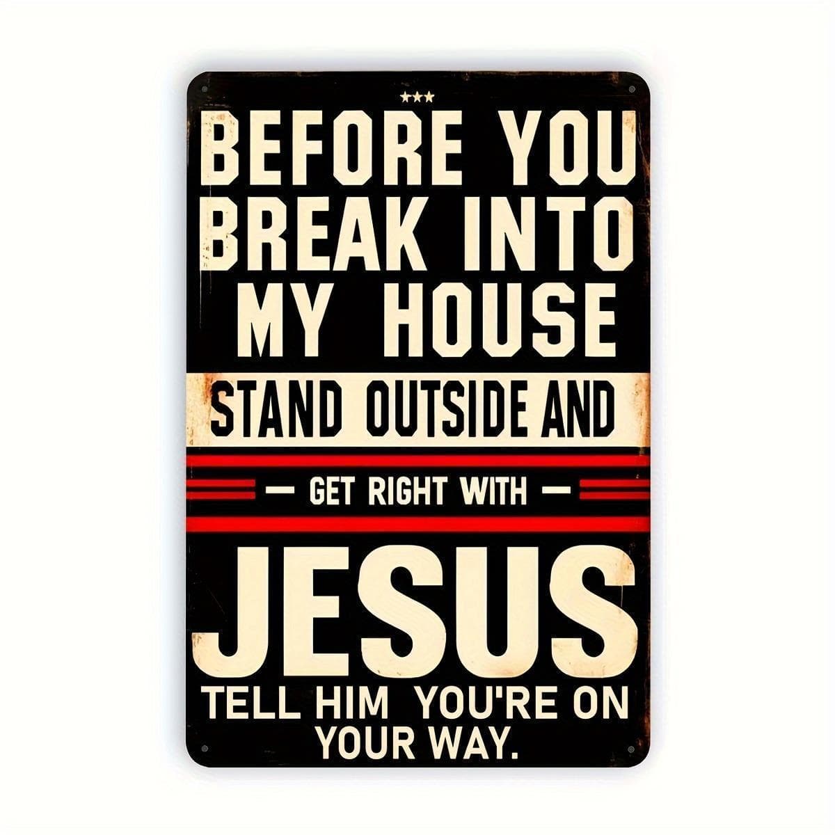 TEMU 2d Flat - 1 Vintage Metal Wall Sign With Humorous Religious Theme Enter My For Home - Sturdy Retro Decor Featuring A - Easy To Hang With Pre-drilled Holes - Suitable For Home, Bar,