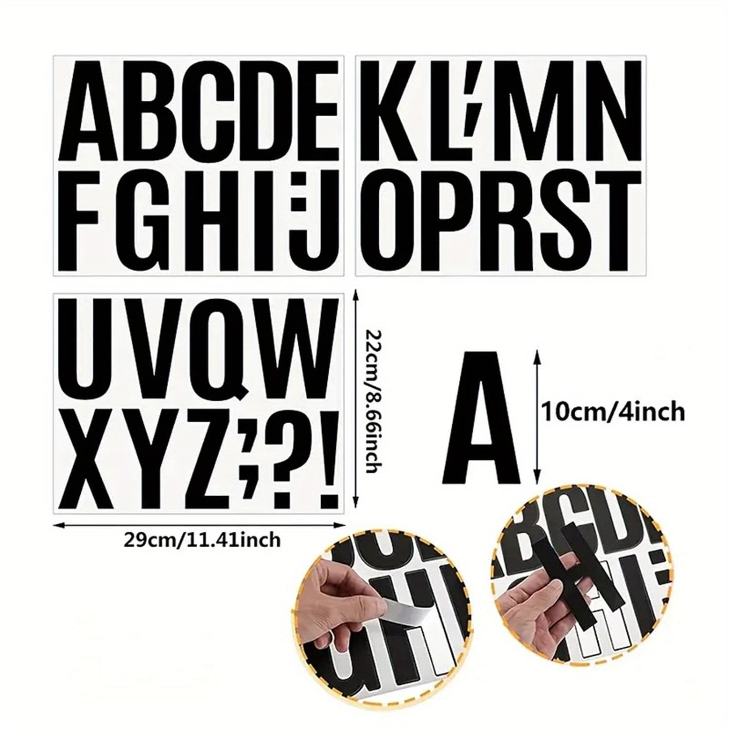 TEMU 3 Sheets Per Set, 4-inch Large Letter Stickers, Pvc Adhesive Material, Waterproof And Durable, Suitable For Car Decals, Walls, Events And Exhibitions, School Decorations, Mailboxes, And Props