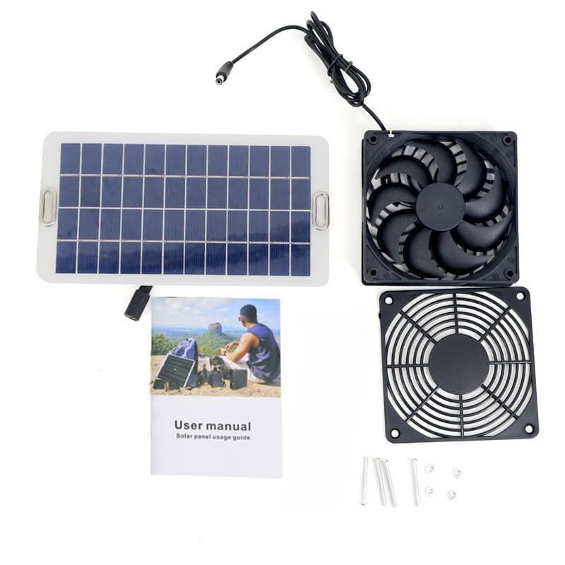 TEMU Solar Powered Exhaust Fan Solar Panel Ventilation Fan For Pet House Rv Van Shed Greenhouse Portable Solar Air Extractor