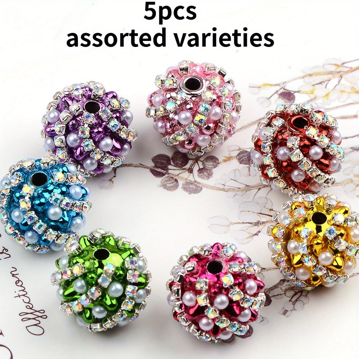 TEMU 5pcs 20mm Random Color Vibrant Acrylic Beads And Bead Assortments - Artificial Crystal Beads Charm Loose Round Beads For Jewelry Making, Crafting, And Christmas Decorations