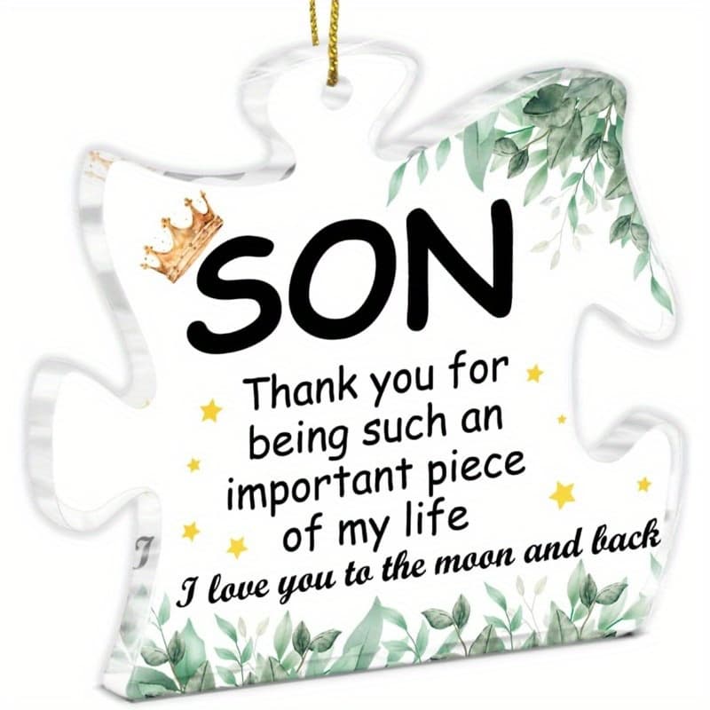TEMU 2d Flat, Birthday & Wedding Acrylic Puzzle Piece Christmas Ornament - Son-themed Puzzle Piece For Tree Decorations, Meaningful Gift Suitable For Christmas Tree Decorations