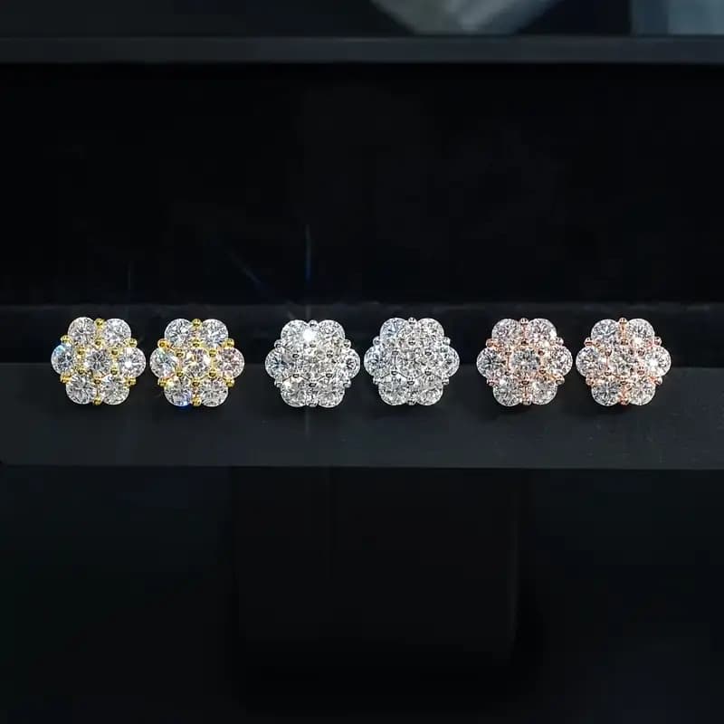 TEMU 3 Pairs S925 925 Silvery 4.2 Carat Moissanite Earrings, Hip-hop Style Sparkle, Unisex Fashion Studs, 925 Silvery Jewelry, Perfect For Daily Wear, Vacations, Parties/ The Jewelry Gift For Your