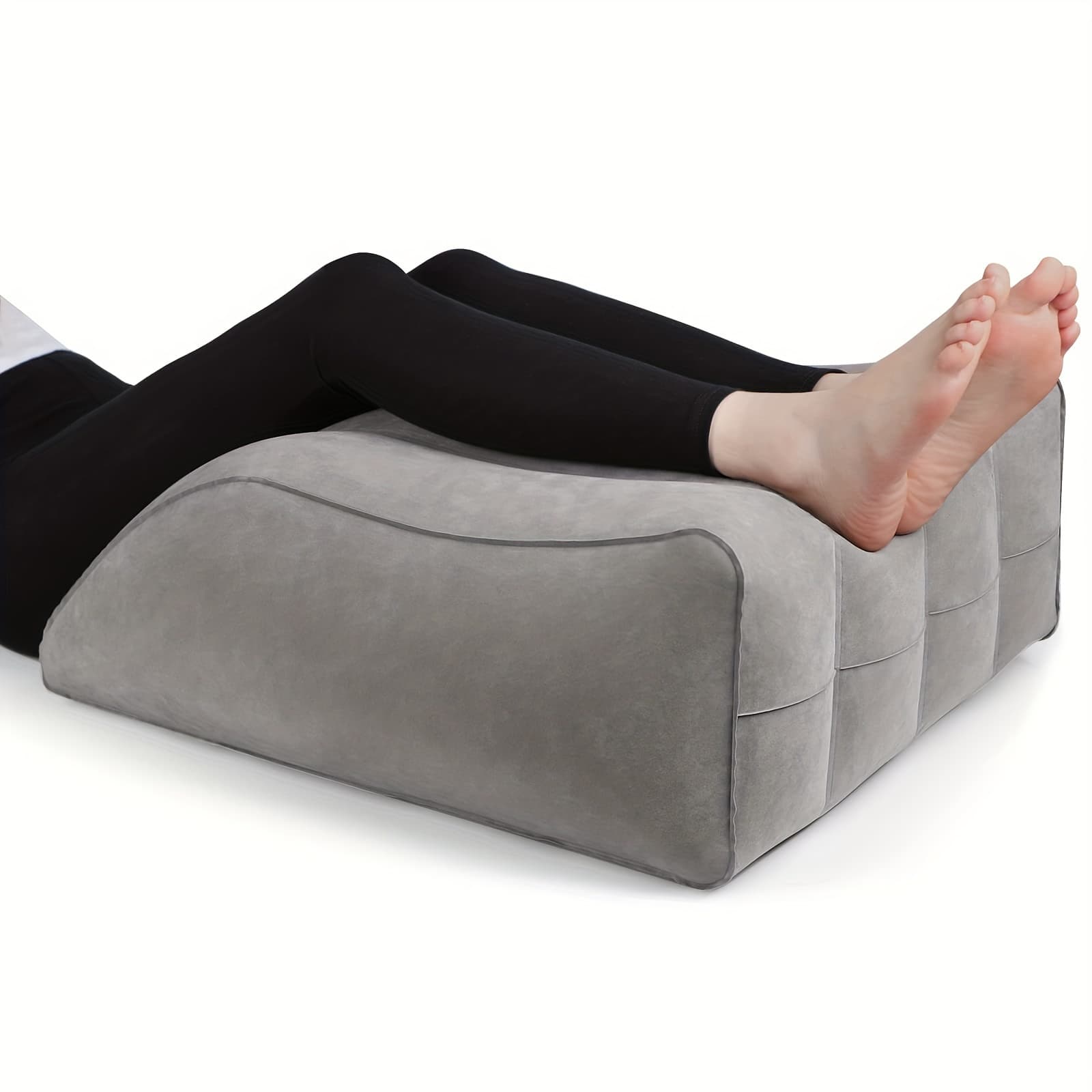 TEMU 1pc Leg Lift Pillow, Inflatable Foot Rest Pillow- Leg Lift Cushion, Circulation Improvement Cushion, Suitable For Sleeping And Reading, Wedge Pillow For Sleeping, Dark Gray
