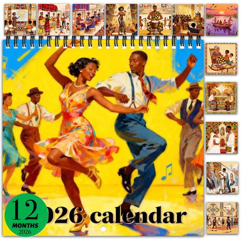 TEMU 12 Monthly Wall Calendar Planner2026 Planner Wall Calendar - Perfect For Home Or Office Christmas And Happy New Year Gifts, Cute Funny Cool Aesthetics, African American Art Illustration