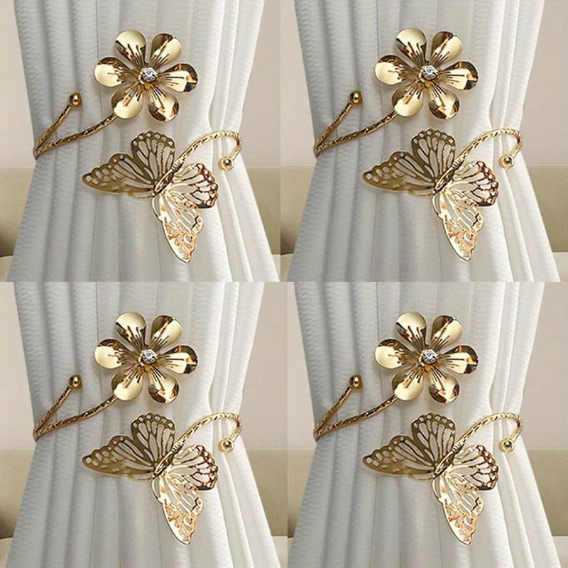 TEMU 4pcs/ Set Modern And Floral Curtain Laces Adjustable Laces Suitable For Living Room Bedroom Office Decoration Room Decoration