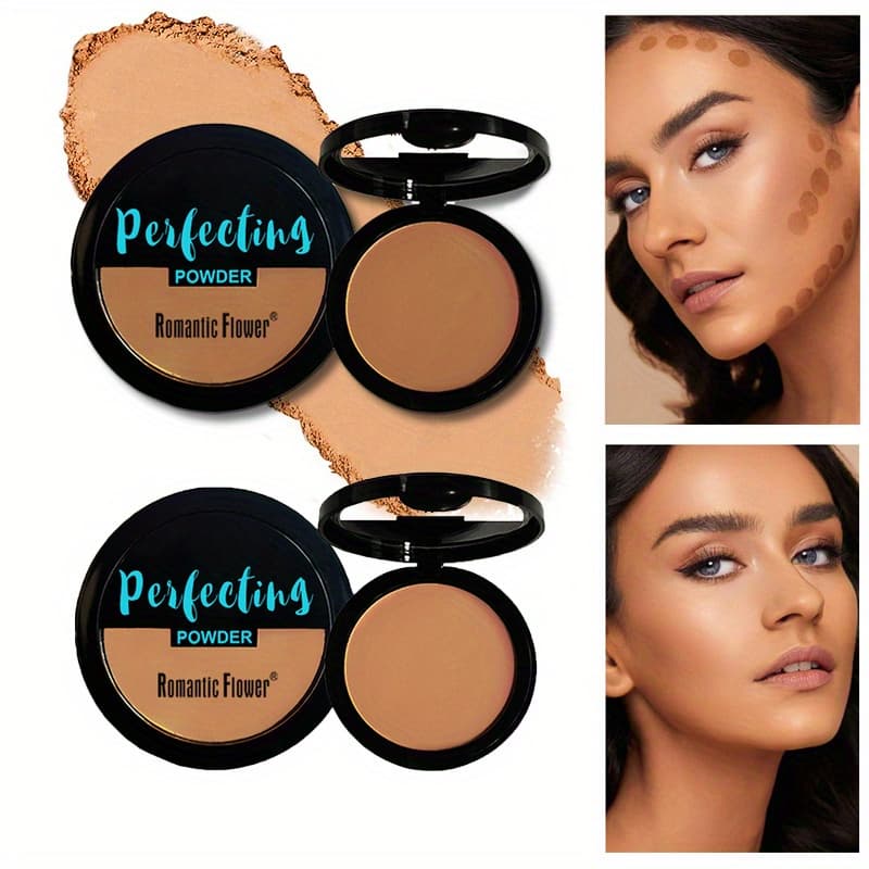 TEMU 2pcs[sweatproof Bronzing Powder] Wheat Bronzing Powder, Dark Skin Foundation, Sweatproof And Oil Control, Concealer Brightening, Contouring Face, Shading Nose Silhouette, Three-dimensional Makeup