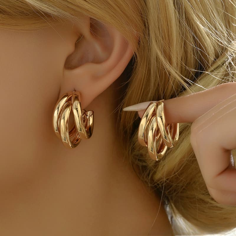 TEMU A Pair Of Three-layer Designed Earrings, Versatile Earrings With A And Luxurious Temperament, A Must-have Item For Fashionable Women, Suitable For - Gift