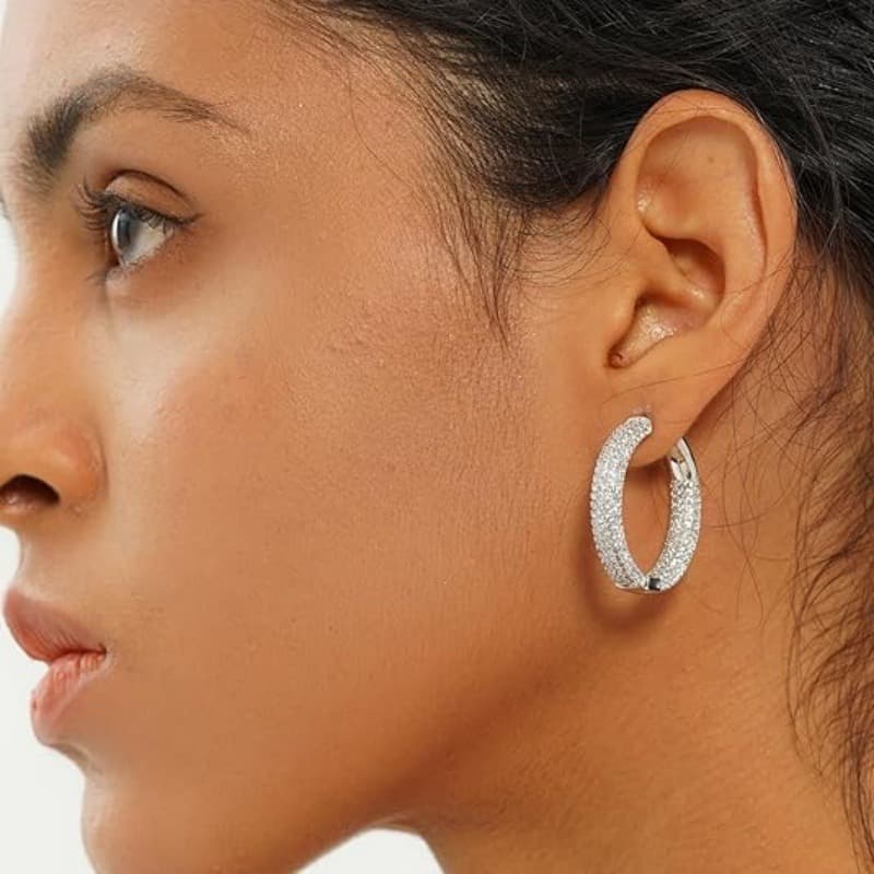TEMU 925 Sterling Silver Moissanite Earrings | Women' Ear Cuff, Hypoallergenic, Luxurious And Fashionable, Ideal For Valentine's Day, Birthday, Christmas Gifts With Elegant Gift Box