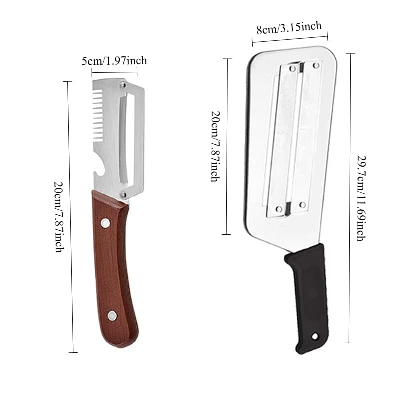 TEMU 2pcs Stainless Steel Paring Knife, Solid Wood Anti-slip Handle, Sugarcane Cutting Fruit And Vegetable Multi-functional Peeler