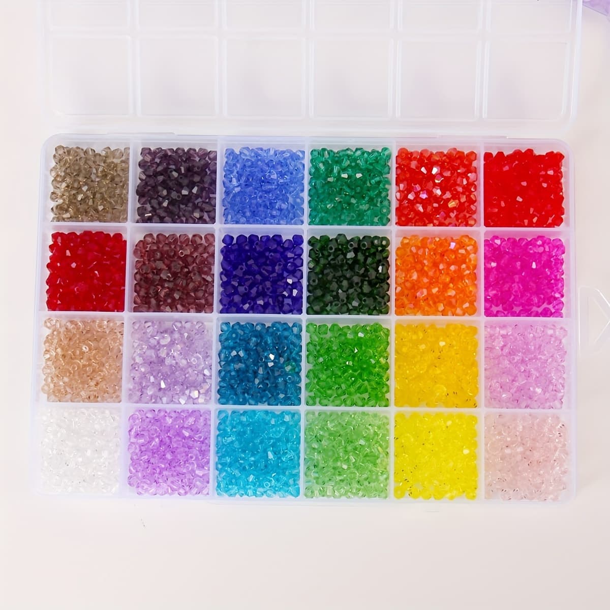 TEMU 2160pcs 24 Colors 4mm Multi- Glass Beads Set Bracelet Dragon Del Ab Beads Spacer For Art Crafts Jewelry Making Bracelet Ring Necklace Additions
