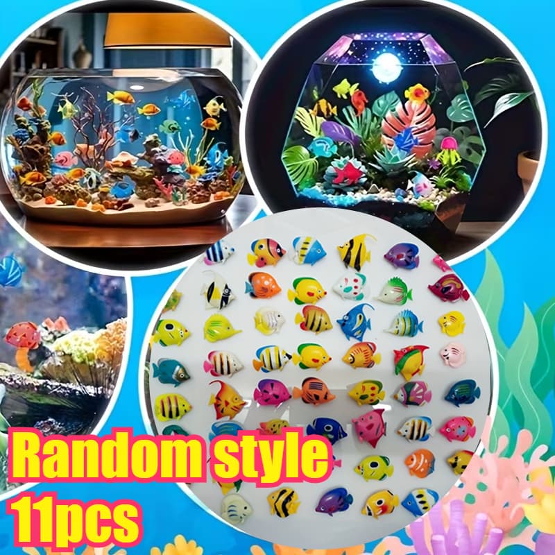 TEMU 11pcs Decorative Floating Fish Tank Ornament Set--realistic -aquarium & Bathroom Floating Decorations-lifelike Fish Figurines, Artificial , Floating Fish Tank Ornaments-(random Color)