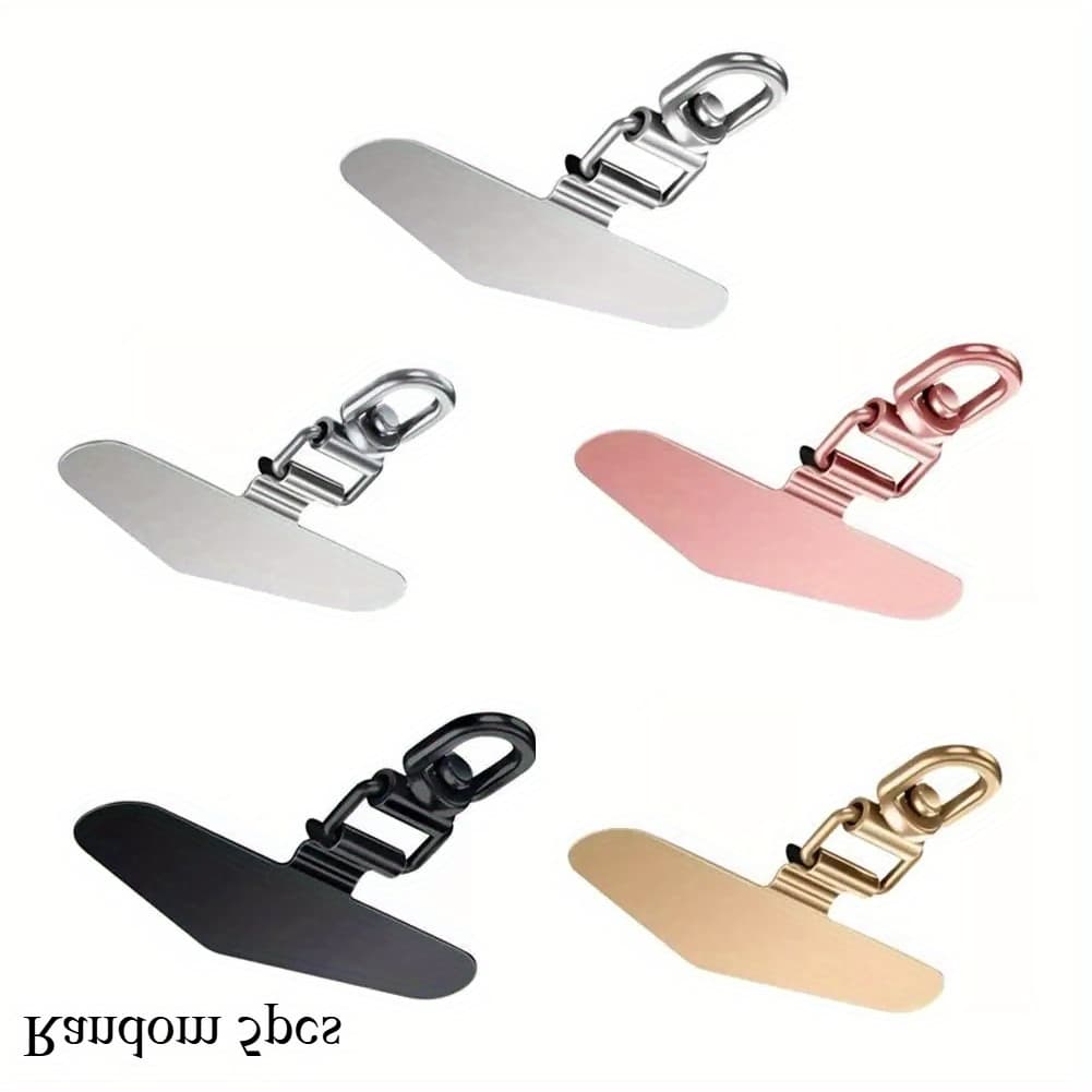 TEMU 5pcs Random Color Stainless Steel Phone Tether Tabs, Metal Patch Gaskets, Durable Safety Connectors For Cell Phone Lanyards & Wrist Straps, For Smartphones