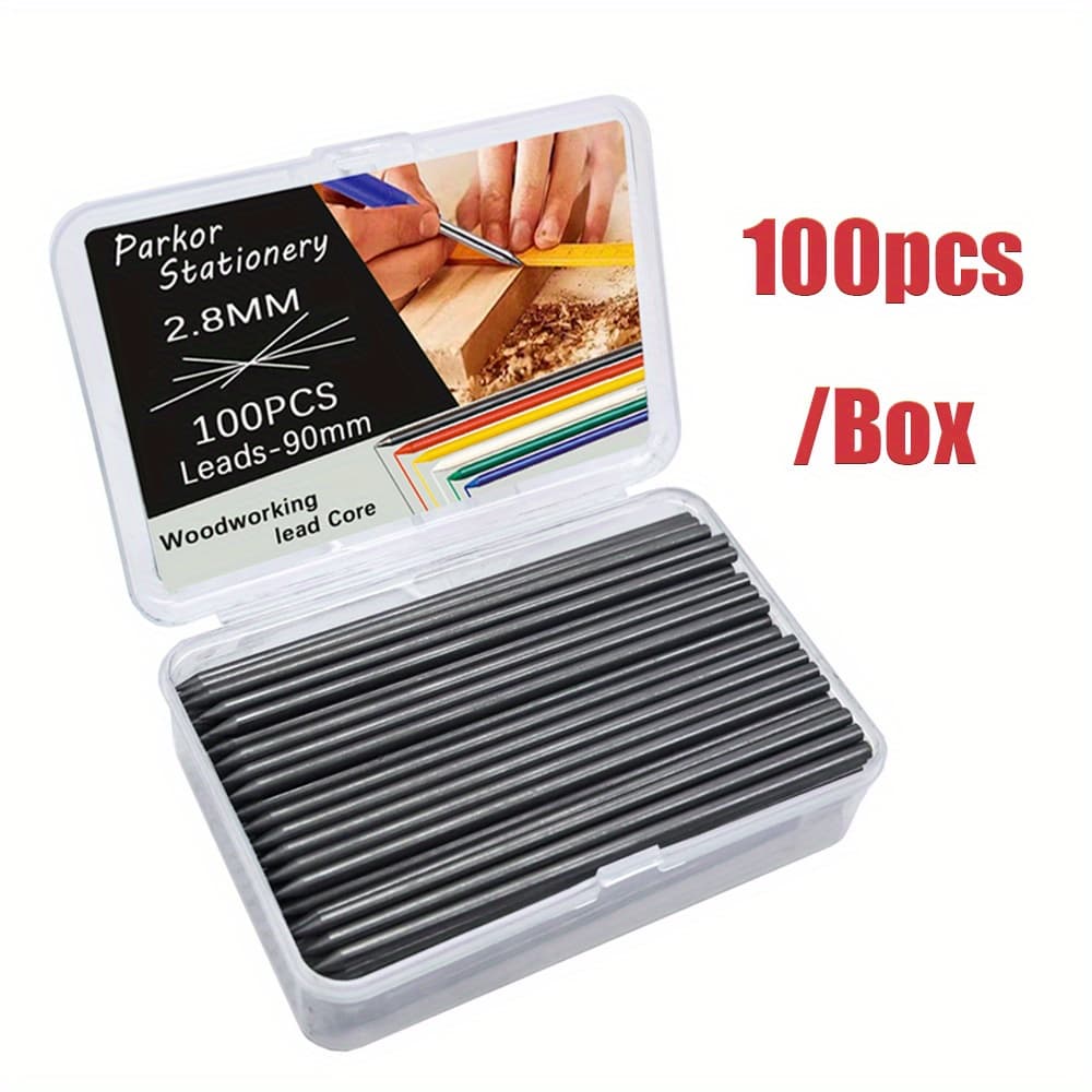 TEMU Of High Hardness Woodworking Special 2.8mm Large Capacity Graphite Lead Core 100/50pcs Box Wear-resistant Lead, Suitable For Construction Furniture Painting Marking Tool ( Of Lead Core)