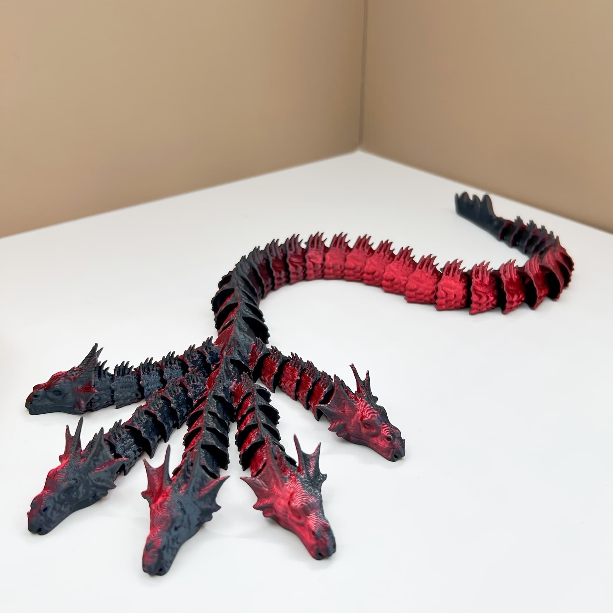 TEMU 3d Printed Cool Large Five-headed Dragon Gradient Five-headed Dragon Model Statue Ornament Halloween Christmas Easter Gift Home Decoration Office Ornament Creative Dragon Model