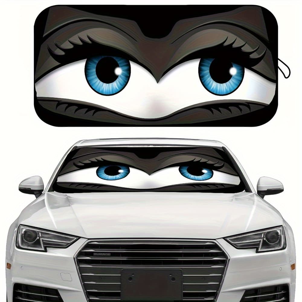 TEMU Cartoon Folding Car Windshield Sunshade, Summer Fun Car Accessory, Your Car Cool, Provides Sun Protection, Blocks And Heat, Your Vehicle Look . Vehicle Interior Cooler | Durable Car Accessory |