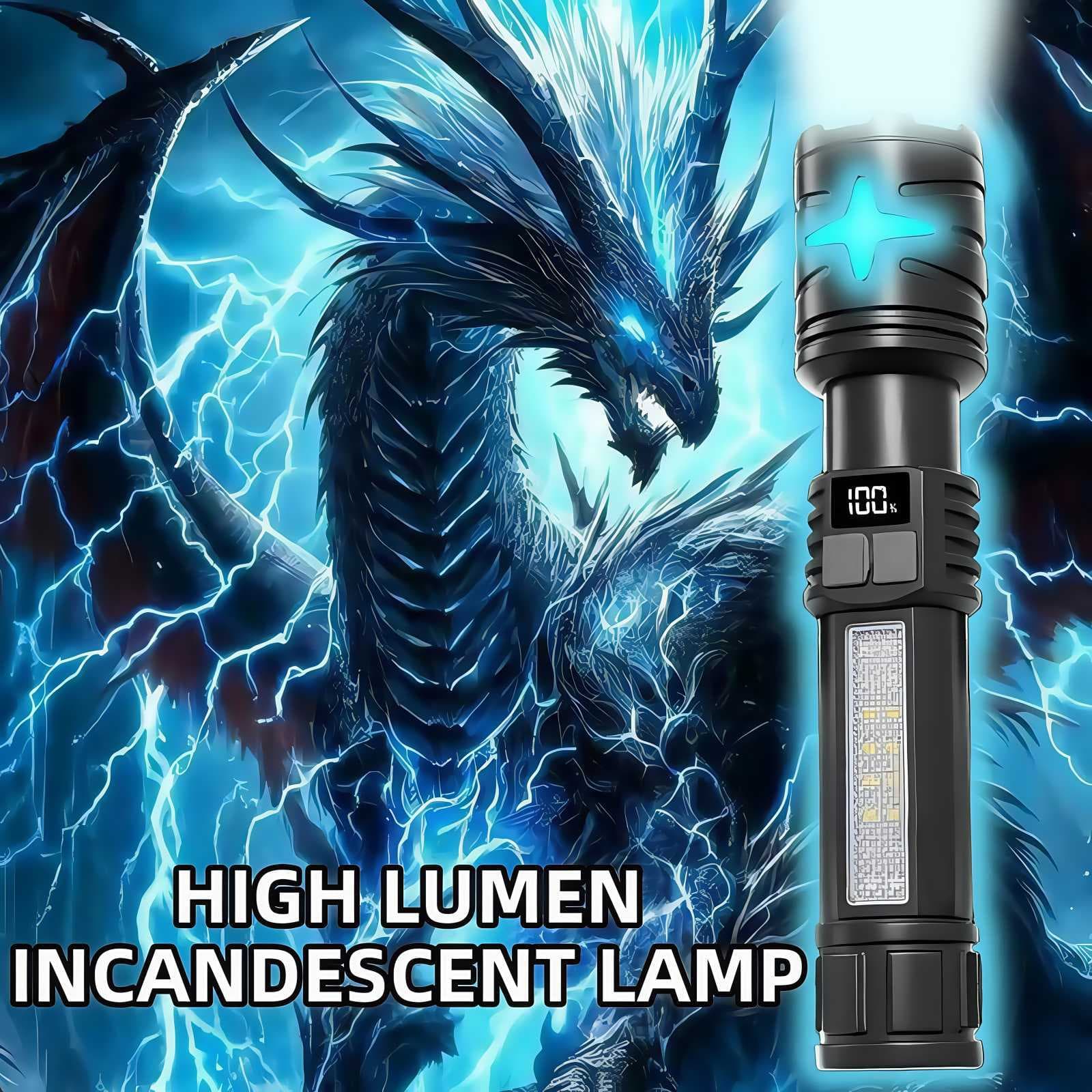 TEMU Led Flashlight High Usb Rechargeable 5 Lights Flashlights With Cob Side Light Multi Functional Digital Display Handheld Flashlight Emergency Camping Hunting Hiking