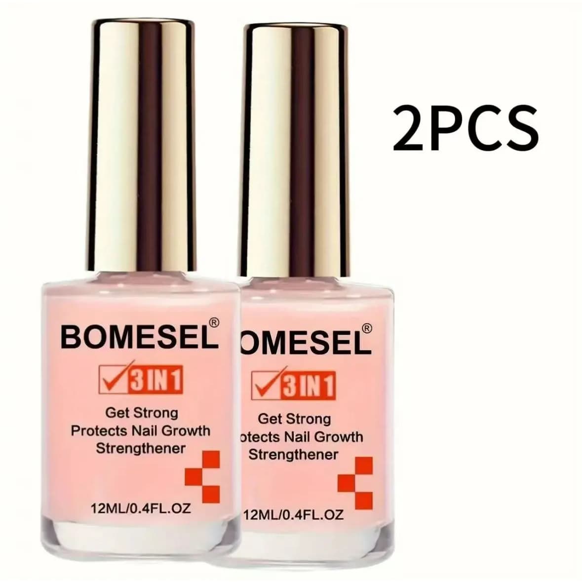 TEMU 2pcs Nail Hardener 12ml, Decorative Nail Art, Natural Transparent Enhancing Gloss