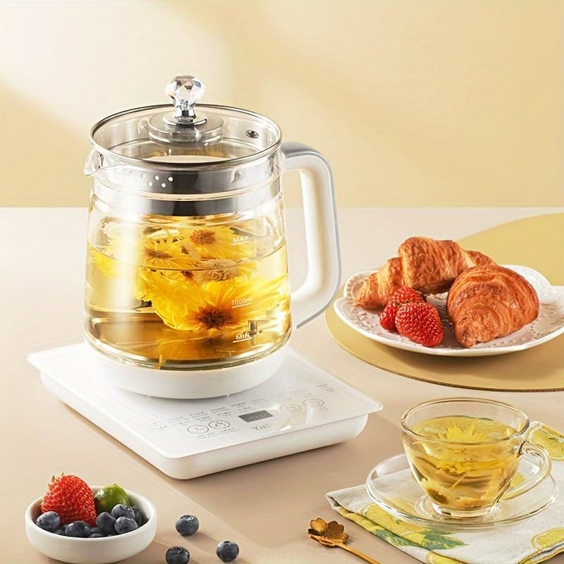 TEMU Yalulu Electric Kettle, Health Kettle, 1.8l/60.87oz , Tea Set, With 18 Smart Functions, Thick Glass Kettle, Used To Boil Water, Make Coffee, Cook , Steam Eggs, Removable Filter, Us Plug