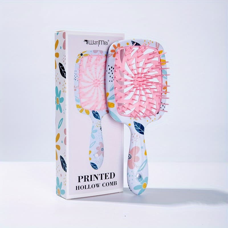 TEMU Anti-static Detangling Hair Comb For Normal Hair - Dual-use Wet/dry Styling & Scalp Massage, Plastic Bristles With Vibrant , Gift From Care Guide