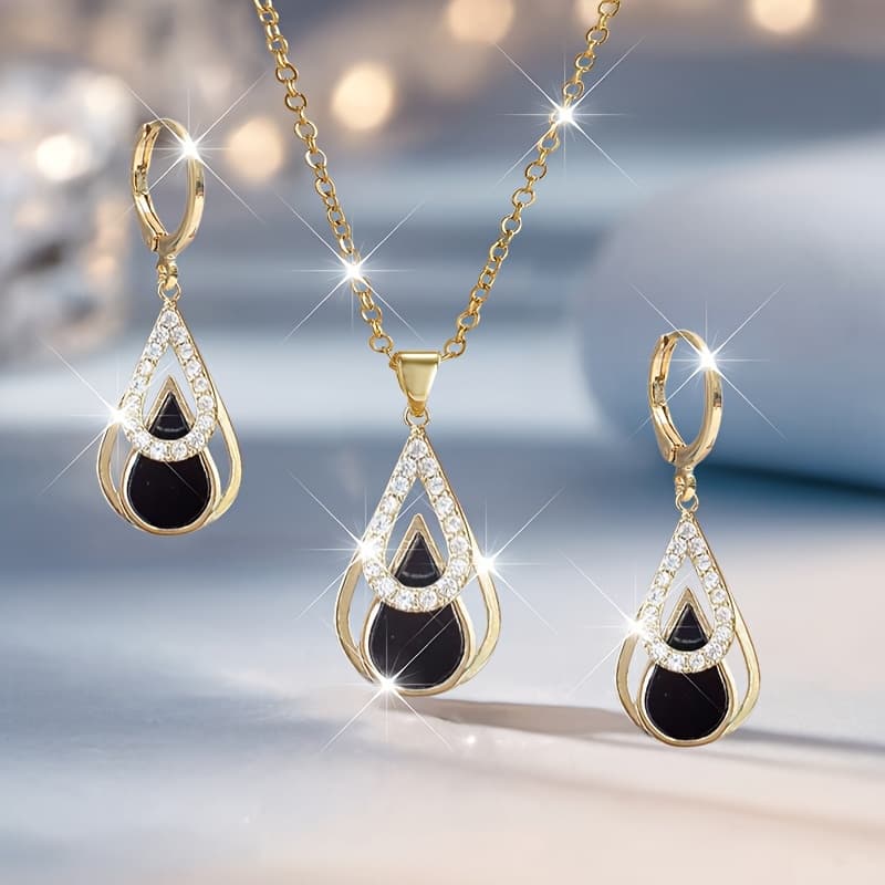 TEMU Luxurious Fashionable Elegant Minimalist Necklace Earrings Party Commemorative Jewelry Versatile Exquisite Christmas And Birthday Gifts