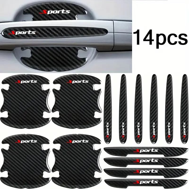 TEMU 14pcs Of Sports Car Additions, Including Door Wrist Guard Film, Door Handle Protection Strip, Rearview Mirror Anti-collision Strip, Door Edge Anti-collision Strip, Protect Your Car From Scratches