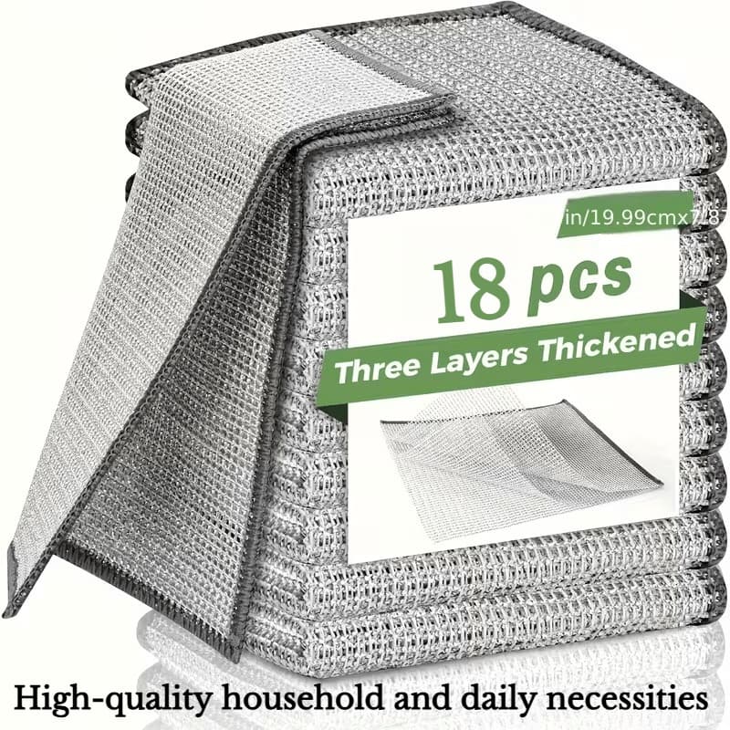 TEMU 18pcs Magic Reusable Non-scratch Scrub Pads - Multi-surface Cleaning For Kitchen, Bathroom, Stove & All - Durable Textured Surface Household Supplies