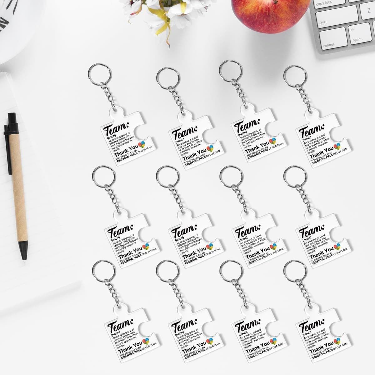 TEMU 12pcs Team Appreciation Puzzle Keychains, Inspirational Acrylic Thank You Key Rings, Perfect Graduation Gifts