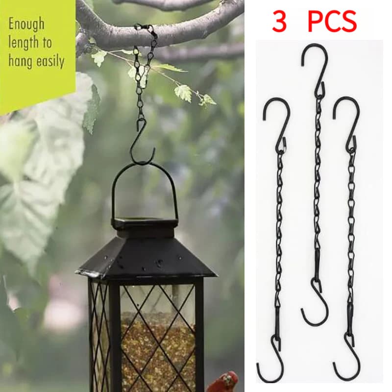 TEMU 3pcs Wrought Iron Plant Hanging Chain, Black Hanging Chain - Rust-resistant Metal With S-hooks - Adjustable Size, Chain Hanger, Suitable For Bird Feeders, Lanterns, Flower Basket Decorations