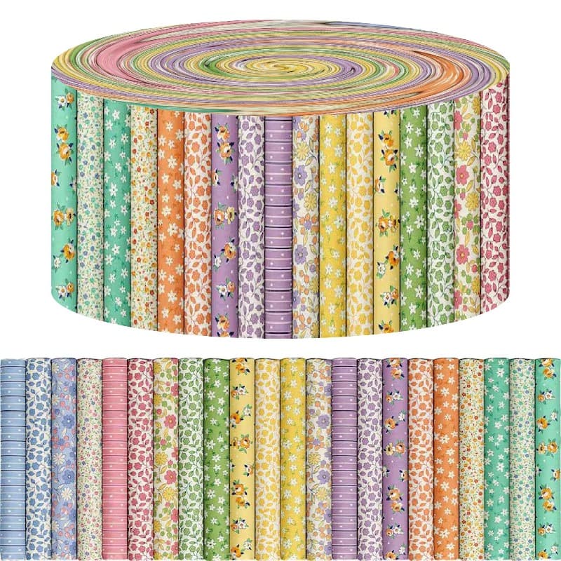 TEMU 40pcs, 6.5 X 50cm (2.55 X 19.7in) Garden Theme Series, Long Strip Quilted Fabric, Diy Craft Material, Includes Sets With Patterns, Pre-cut Diy Doll Clothing And Sewing Supplies For Enthusiasts.