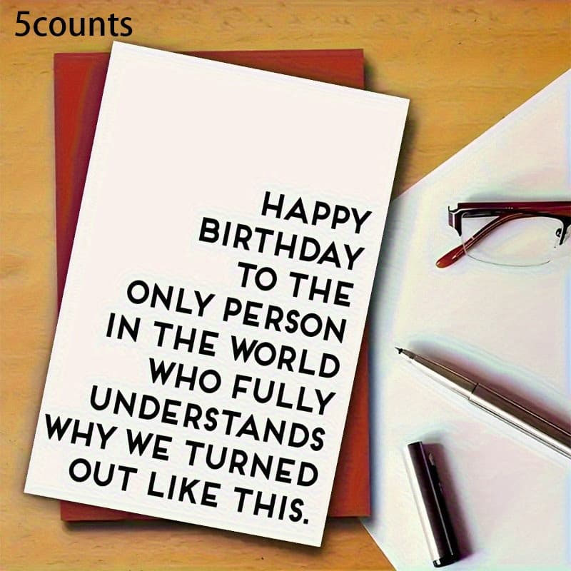 TEMU [fun Birthday Cards] 5counts Fun Birthday Cards| Humorous Cards For Or , Friendship Themes, Birthday Wishes