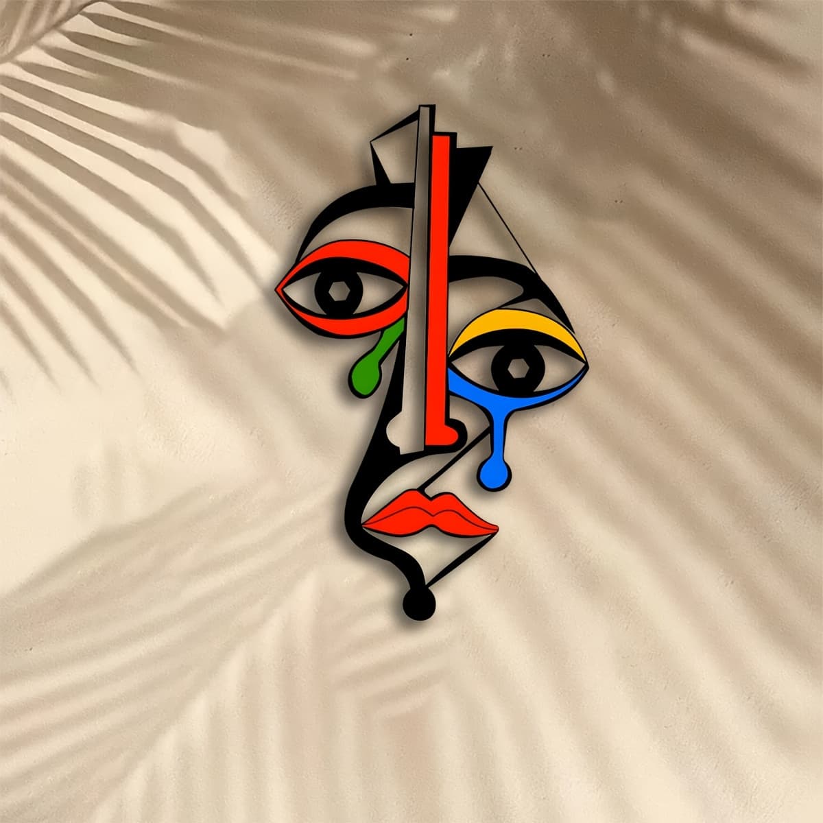 TEMU 2d Flat, 1pc Picasso-inspired Acrylic Wall Painting Sculpture- Colorful Abstract Facial Features, Decor For Living Room, Bedroom, Office- Perfect As A Housewarming Gift, , Holiday Gift