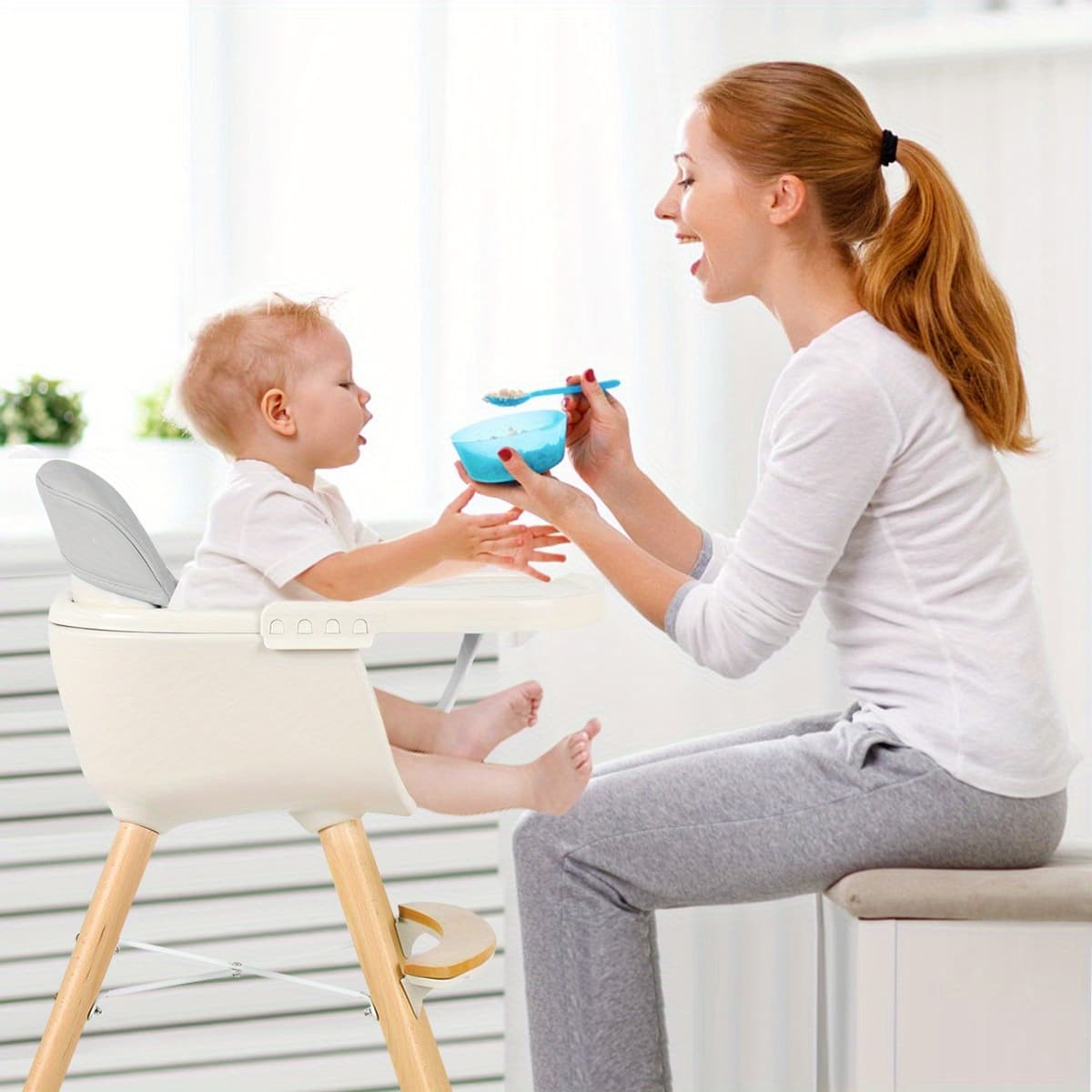 TEMU Costway 3-in-1 High Chair Feeding Chair Eating Dining Chair W/ Adjustable Tray & Footrest Grey