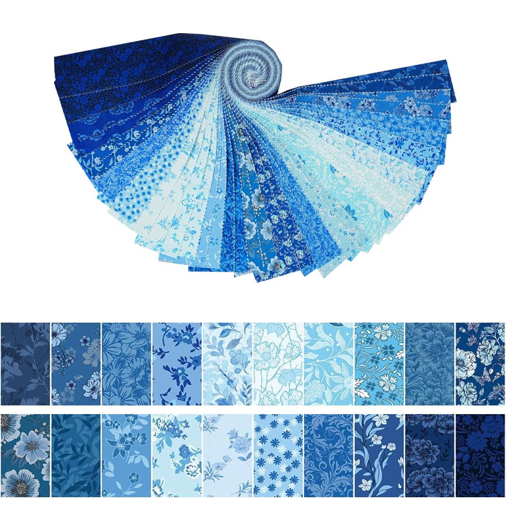 TEMU 40pcs (6.5 * 50cm/2.55 * 19.7inch) Floral Printed Fabric Strip Charm Set Hand Sewn Fabric - Used As , Handmade Crafts, Gift Packaging