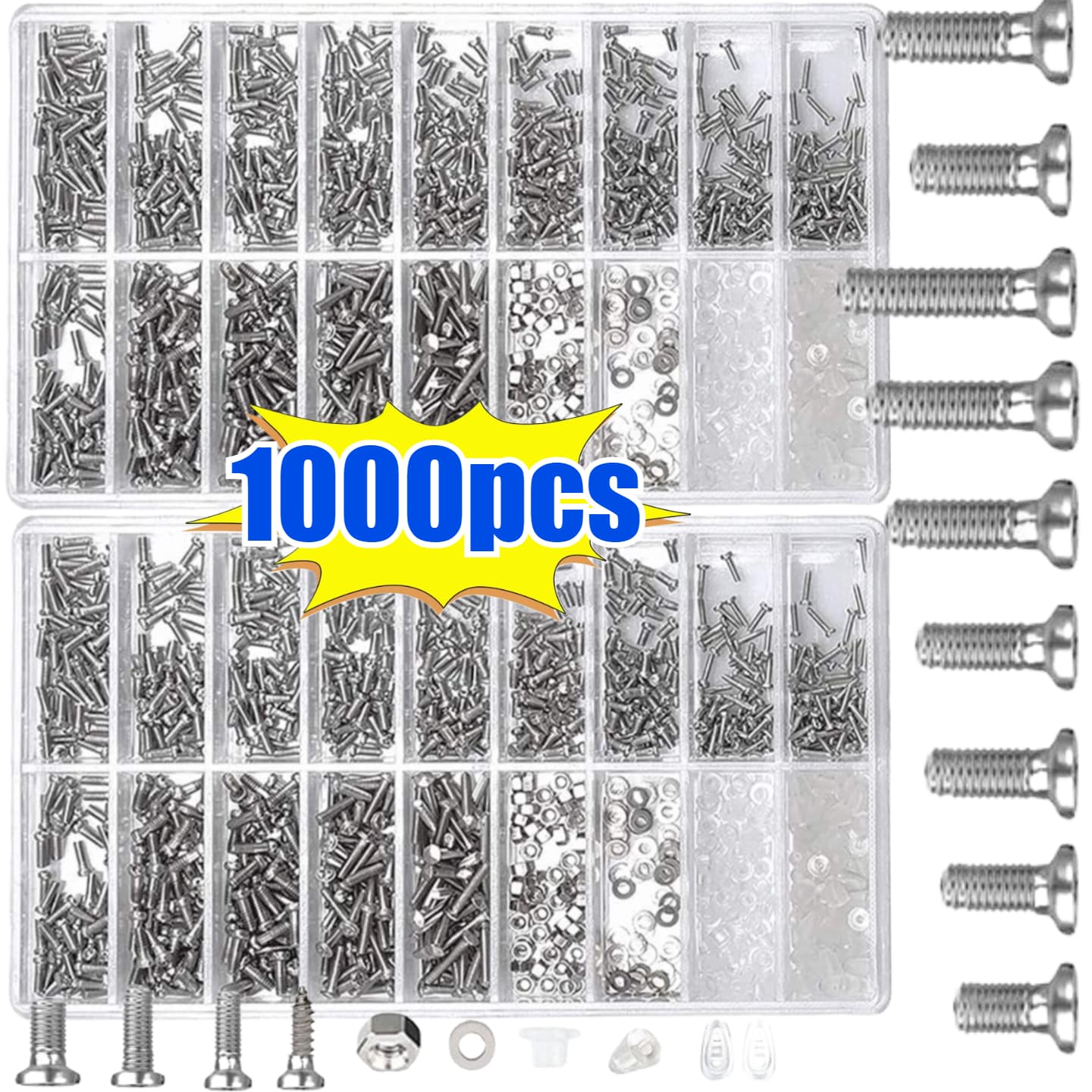 TEMU A Collection Of 1088 Stylish Eyewear Repair Tools, Featuring Screws, Assorted Tweezers, Screwdrivers, Nuts, And Stainless Steel Implements, Ideal For Watch Repairs, Eyewear Repair Toolkit
