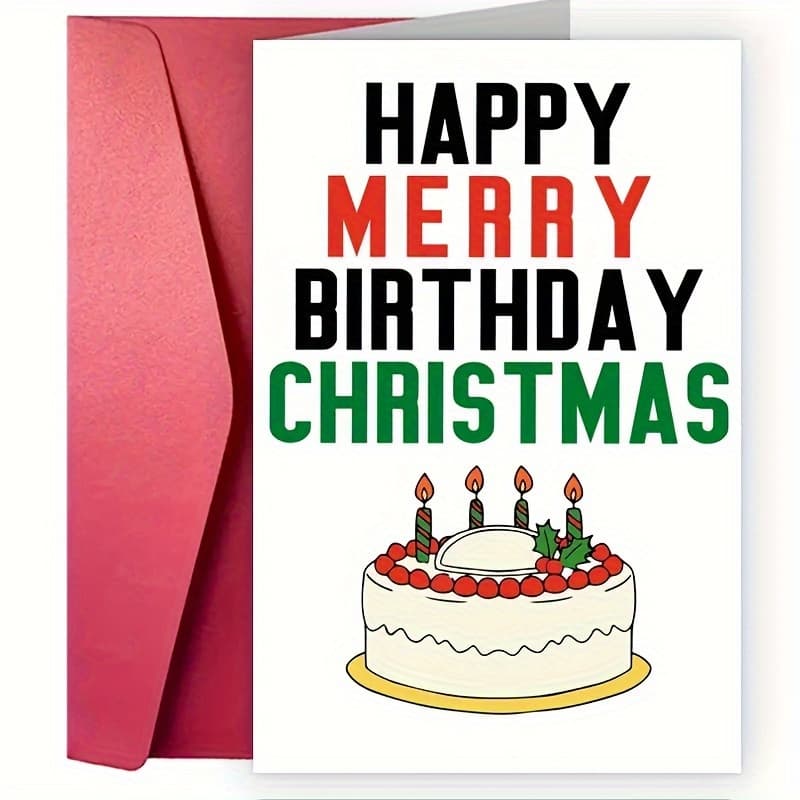 TEMU Birthday Cards Merry Christmas Birthday Cards For Anyone, Merry Christmas Birthday Cards With Envelopes, Fun December Birthday Gift Ideas