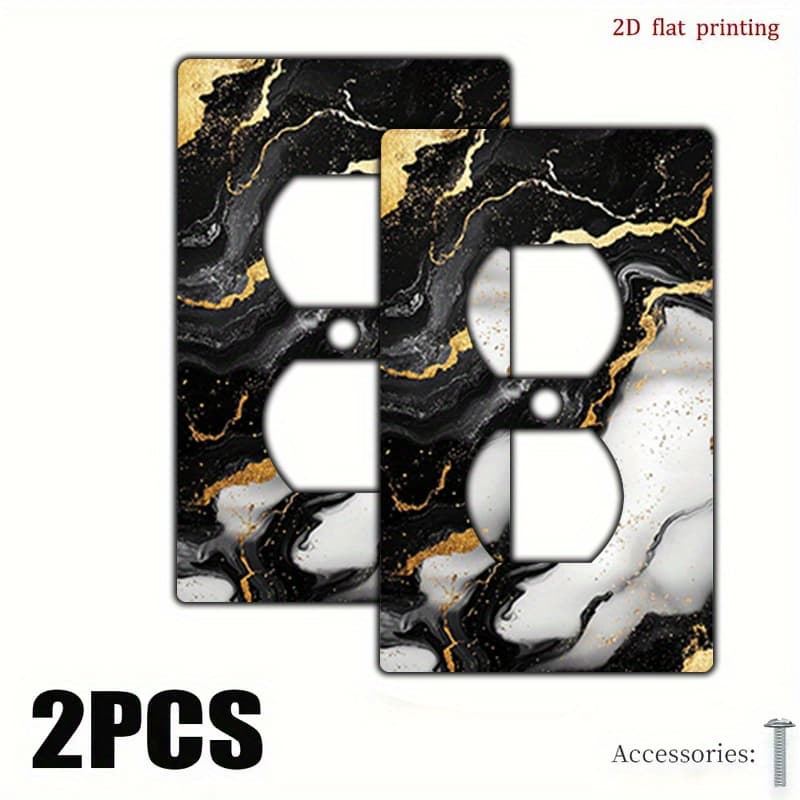 TEMU [2d Flat] 2pcs Exquisite Texture Decorative Wall Switch Panel Cover - , Apply Panel For Kitchen, Office, Bedroom, Dining Room, Bathroom, Fashionable Decoration, No Wiring Required, 2d Flat