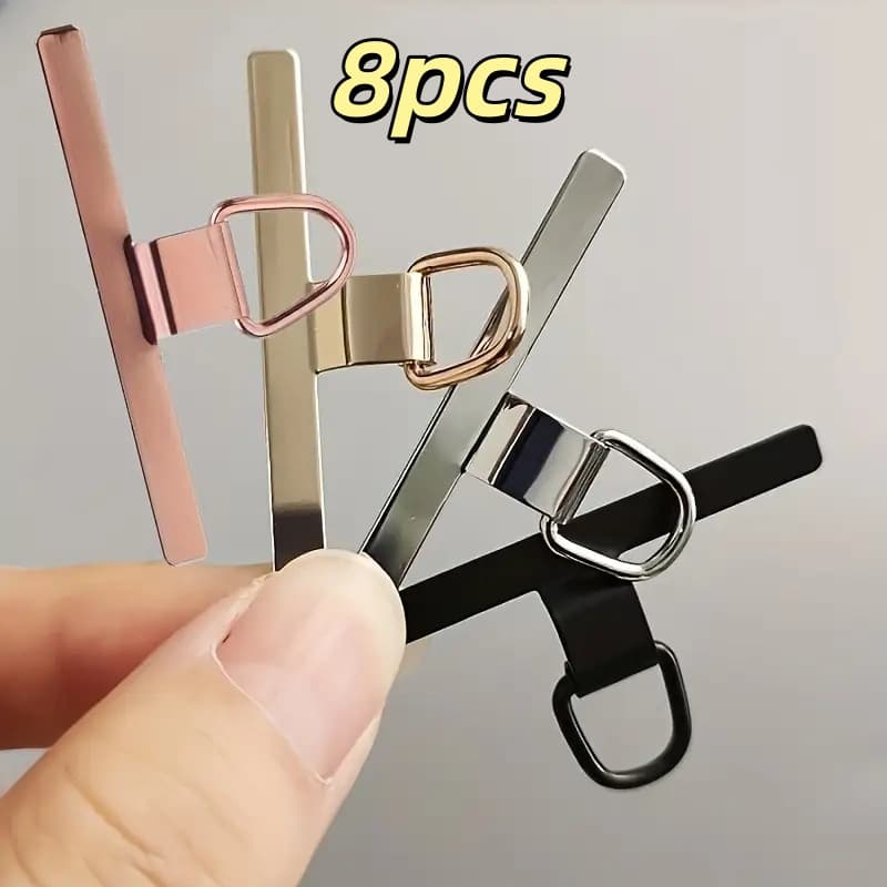 TEMU 8pcs Stainless Steel Phone Grip Strap Accessories- Smartphone Set With Secure Clip Wrist Strap Holder, Universal Size, Elegant Safety And Fashion Accessories- Christmas And Halloween Gift Ideas