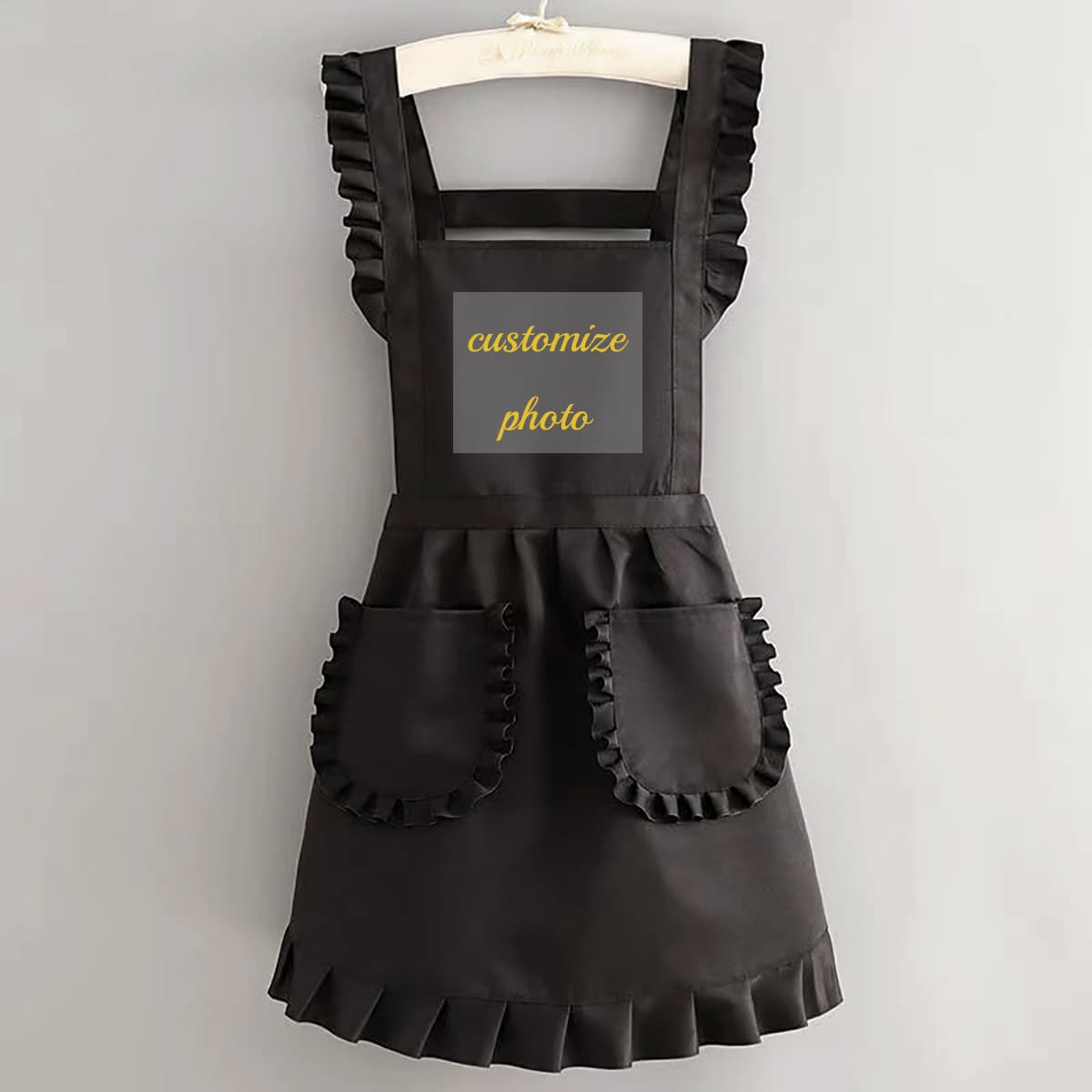 TEMU Custom 1pc Women's Elegant Lace Custom Printed Apron, Personalized Content Photo, Garden Use, And Home Apron, Personalized Customization