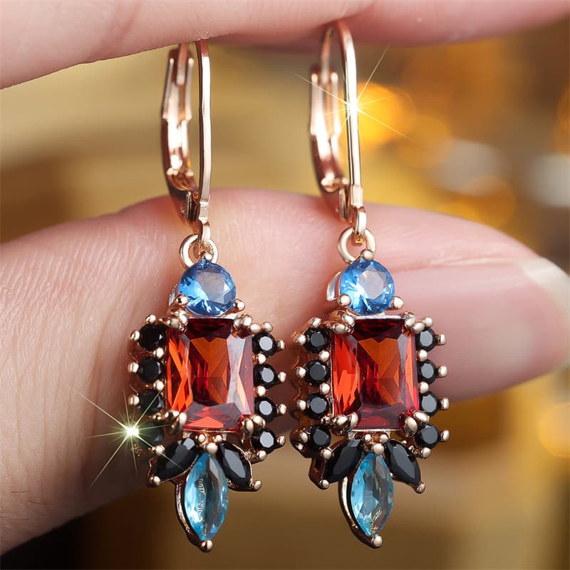 TEMU Women's Boho Dangle Earrings - Heavy-hitting Boho-style Synthetic Earrings With K-plated, Sparkling For All- Wear Suitable For Parties, Weddings, Daily Outfits
