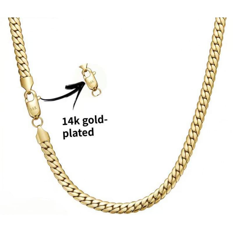 TEMU Men's 14k Gold Plated Cuban Chain Necklace, 5.5mm& 8mm Width, Waterproof Anti-rust Fashion Jewelry, Perfect Gift For Boyfriend
