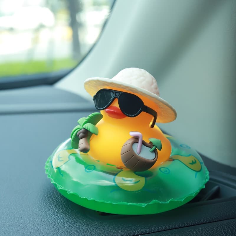TEMU Tropical Beach Dashboard Ornament | Figurine With And Green Buoy Ring, Non-slip Design, Perfect For Everyone, Great Gift Idea For , Comes With Adhesive Pad, From Pvc